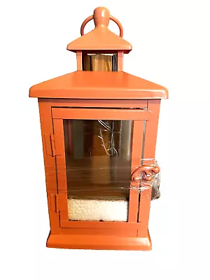 Luminara 11  Salmon Lantern With Flameless Candle Metal Rustic Decor • $34.95