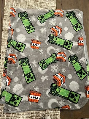 Minecraft Creeper Aw Man Fleece Blanket ~50” X 40” By Northwest Nwot • $24.95