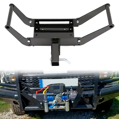 Foldable Winch Mounting Plate Brackets Cradle For 2  Hitch Receiver Truck 4WD • $39.95