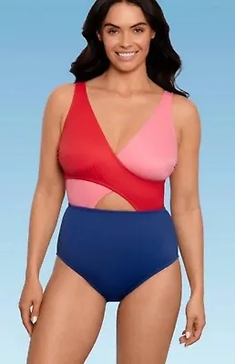 Beach Betty By Miracle Brands Slimming One Piece Color Block NWT Small • $21.99