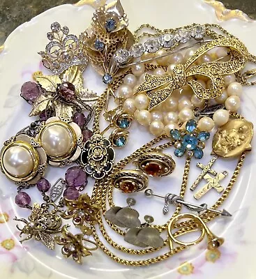 VTG Costume Sterling GF Jewelry Lot~8mm Slight Baroque Akoya Pearls~Citrine~Coro • $75