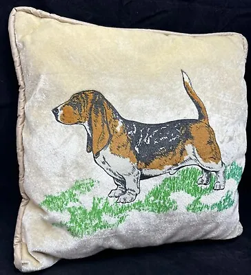 Vintage Basset Hound Flocked Pillow 17  X 17  • $99.99