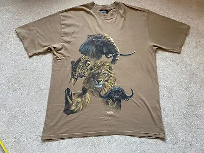 Mens Safari Animal T Shirt Size Large Everything Ethnic South Africa Graphic Tee • £7.99