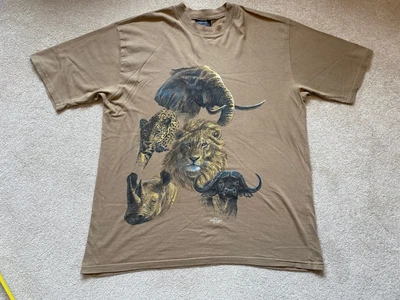 Mens Safari Animal T Shirt Size Large Everything Ethnic South Africa Graphic Tee • £7.99