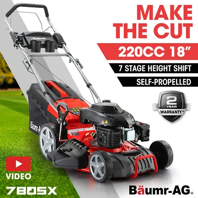 $439 • Buy BAUMR-AG 18  Self-Propelled Lawn Mower 220cc 4-Stroke Petrol Push Lawnmower