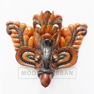 Sri Lankan Hand-Carved & Painted Traditional Hanging Wooden Mask Of Bird Devil  • $132.99