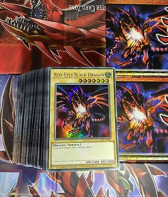 100 YuGiOh Cards + Red Eyes Black Dragon Card Set Joblot Bundle Collection • £7.99