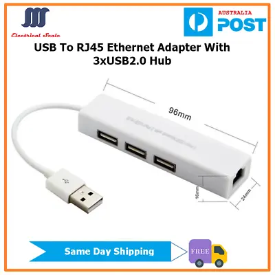 $9.68 • Buy USB To RJ45 Ethernet Hub With 3xUSB2.0 USB Ethernet Adapter For Win Mac Laptops
