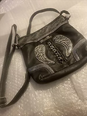 Miss Me Jeans Angel Wing Purse Bling Rhinestones Chain Leather • $20