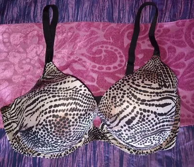 Victoria Secret Biofit Uplift Demi Bra 36D Animal Print Bling Rhinestone 💛 • $9.99