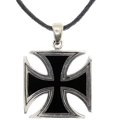 Iron Cross 925 Sterling Silver Pendant Biker Schwartz Knights Templar Maltese • £49.99