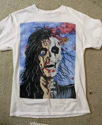 Vintage 1989 Alice Cooper Trash Skelton Face Melt Band Tshirt • $20.69