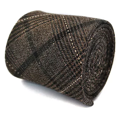£15.99 • Buy Frederick Thomas Designer Tweed Wool Mens Tie - Brown - Check Plaid Skinny