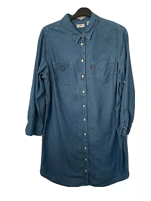 £28.37 • Buy Levis Blue Denim Cotton Long Roll Sleeve Shirt Tunic Dress 1X Uk 18 20