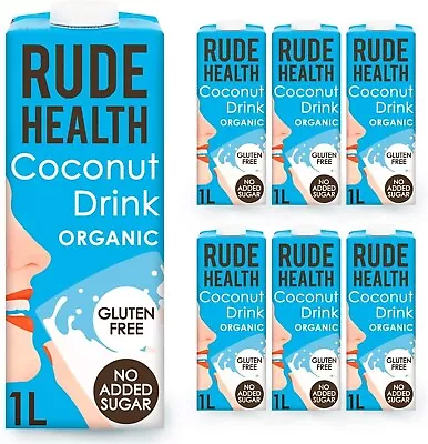 Rude Health 6 X 1 Litre Organic Coconut Dairy-Alt Milk No Added Sugar Healthy • £13