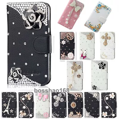 For ZTE Blade V20 Smart Diamonds Leather Flip Stand Wallet Case Cover • $8.99