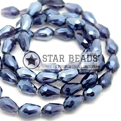£2.99 • Buy Faceted Teardrop Glass Beads  - Pick Lustre Colour & Size
