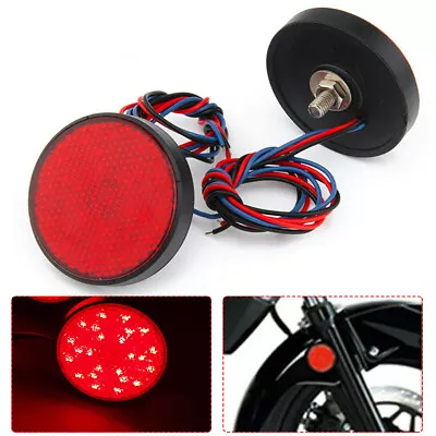 2x Red 24 LED Round Reflectors Tail Brake Stop Turn Signal Light Lamp Motorcycle • $9.98