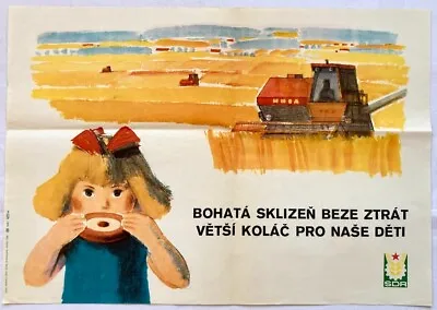 Original Vintage Poster CZECHOSLOVAKIA - RICH HARVEST - FOR OUR CHILDREN - 1970s • $129