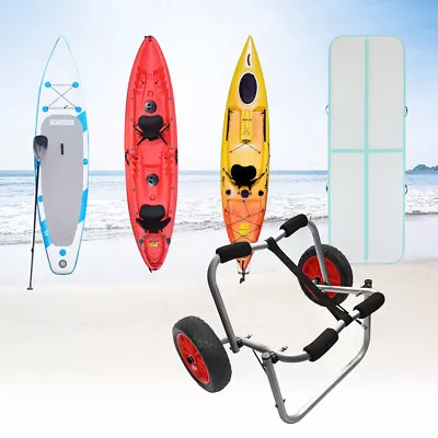 80KG Foldable Kayak Trolley Foldable Sit On Top Canoe Sup Cart Trailer G H4B6 • £35.99