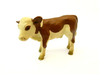 Vintage Used Schleich Germany Small Miniature Cow Figure Figurine Brown White • $18