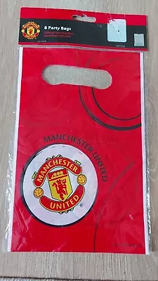 MANCHESTER UNITED OFFICIAL PARTY X 8 GIFT BAGS FOOTBALL BIRTHDAY NEW Plastic • £3