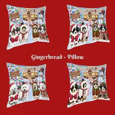 Christmas Gingerbread Cookie Dog Cat Pet Photo Throw Decorative Pillow • $53.89