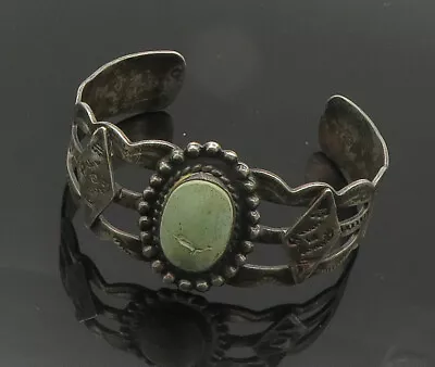 SOUTHWESTERN 925 Silver - Vintage Antique Turquoise Peyote Cuff Bracelet- BT7090 • $244.14