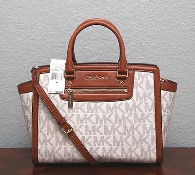 MICHAEL KORS $358 SELMA Signature Logo Large Satchel 30T4GLZS3B VANILLA - NWT • $189.95