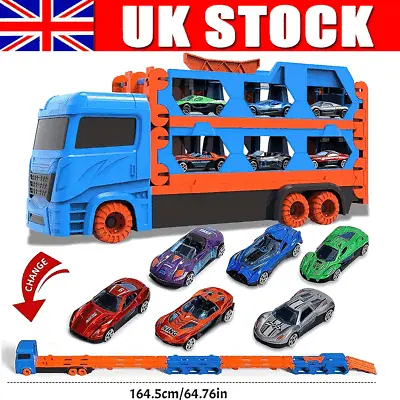 Toy Car Transporter Lorry Carrier Truck & 6 Colourful Mini Cars Games For Kids • £17.90