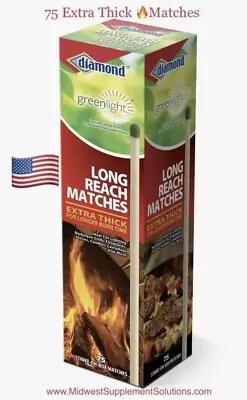 $15.89 • Buy Diamond GREENLIGHT EXTRA LONG Reach Matches, LARGE Strike On Box Matches 75 Ct @