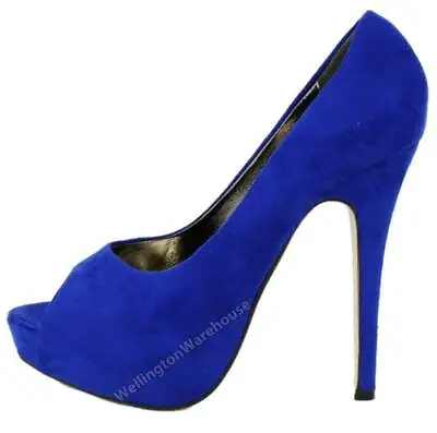 Peeptoe Plaform Women's Shoes High Stiletto Heel Turquoise Blue • £14.99