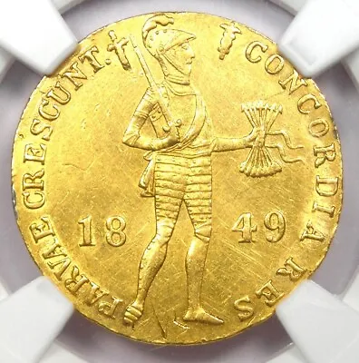 1849 Netherlands Gold Ducat Coin (1D) - Certified NGC AU Detail - Rare Gold Coin • $536.75