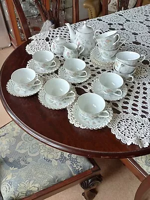 Vintage M & S 27 Piece Tea Set  12cups Saucers Teapot Milk Jug Sugar Bowl • £40