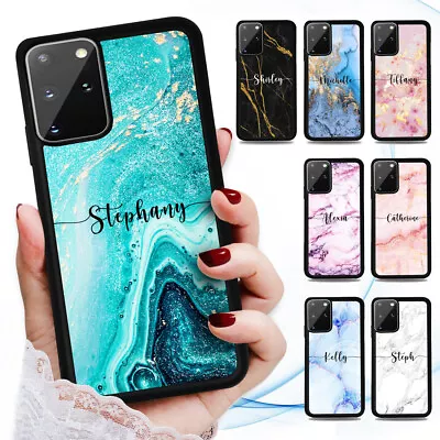 Personalised Name Marble Case Cover For Samsung S22 S21 FE S10 S9 S8 Plus Ultra  • $9.99