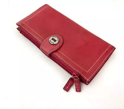 Mundi Genuine Leather Wallet Checkbook Style Clutch Coral • $11.45