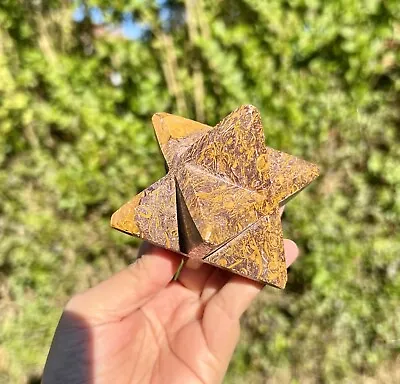 Large Calligraphy Jasper Merkaba Star Hand Crafted Crystal Star Natural Stone • £40