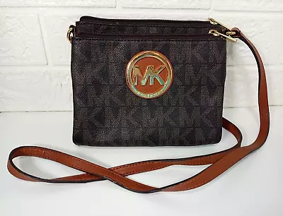 Michael Kors Brown Logo Initials Crossbody Bag Purse • $19.99