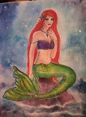 Original Mermaid Red Hair Painting RENEE LAVOIE Clearance Sale • $80