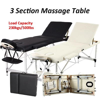 £69.99 • Buy Portable 3 Fold Massage Table Beauty Facial SPA Bed Massage Therapy Couch BLK/WT