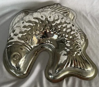 Vintage Anodised Silver Metal  Fish Jelly Mold 29 Cm Long • £15.48