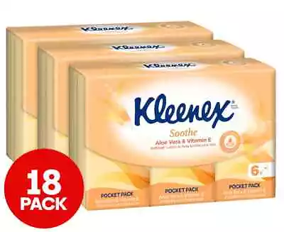 3 X Kleenex Soothe Aloe Vera & Vitamin E Pocket Facial Tissues 6pk • $16.75