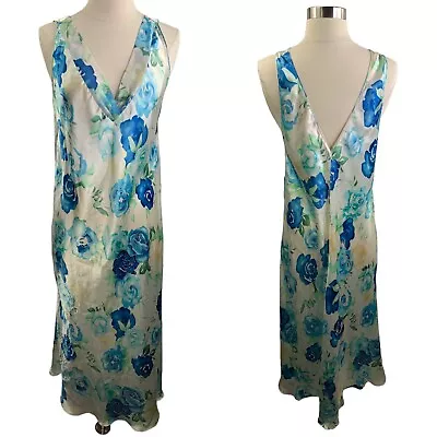 Vtg Oscar De La Renta Pink Label Floral Maxi Slip Dress Sz L Nightgown 90s Fairy • $48