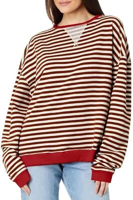 Striped Oversized Crewneck People Dupes Block Long Sleeve Sweatshirt Pullover • $21.99