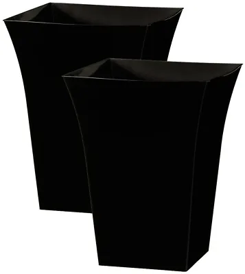 2 X 48 Litre Black Plant Pot Indoor Outdoor Garden Square Plastic Flower Planter • £25.99