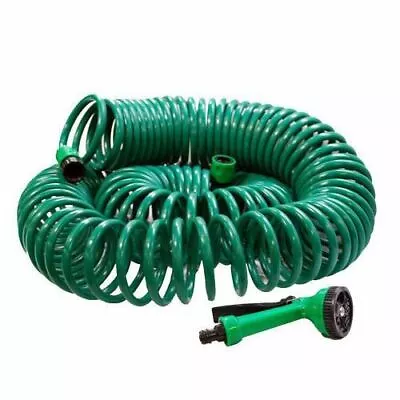 100ft 30m Metre Retractable Coil Garden Hose Pipe + Water Spray Gun Nozzle • £15.99