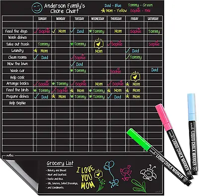 Cinch Magnetic Dry Erase Chores Chart For Kids (17X20  Black) - 6 Whiteboard Ma • $31.94