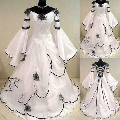 Plus Size Medieval Celtic Vintage Wedding Dresses Bridal Ball Gown Custom Made • $120.89