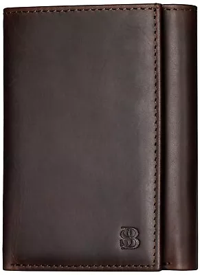 Real Leather Trifold Slim Wallets For Men Mens Wallet W/ ID Window RFID Blocking • $29.99