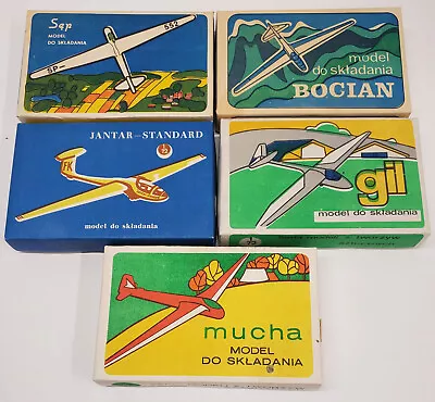 Vintage Model De Skladania Bogian Mucha Gil Jantar Sep Airplane Glider Kit Lot 5 • $35.46